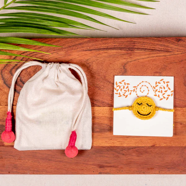 Handmade Crochet Rakhi - Smiley
