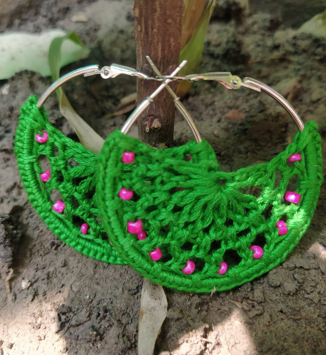Earring Crochet -green – gestures.in