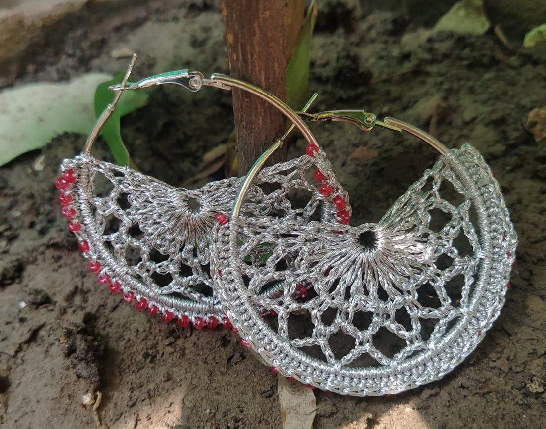 Earring Crochet -Zari thread – gestures.in