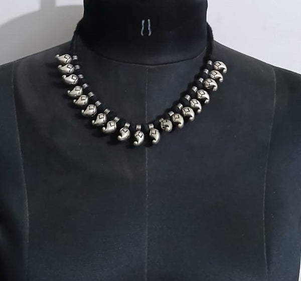 Black Metal and thread  Beads Choker