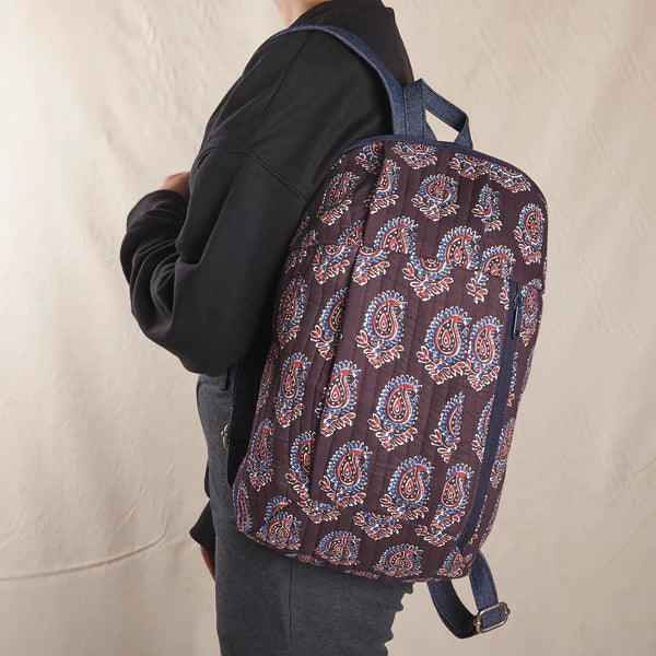 Manju Uphill Backpack - Denim And Print