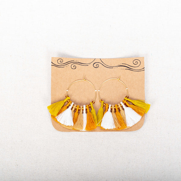 Earrings-Thready Hoop Yellow