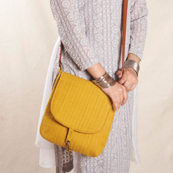 Liza Sling Bag - Yellow Cotton Slub