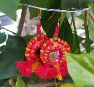 Mirror Earring-Red and orange