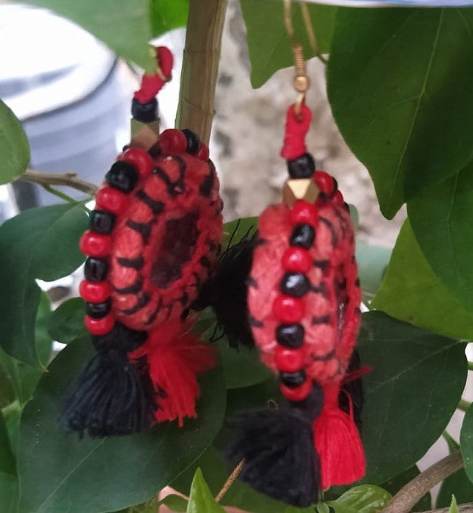 Mirror Earring-Red & Black