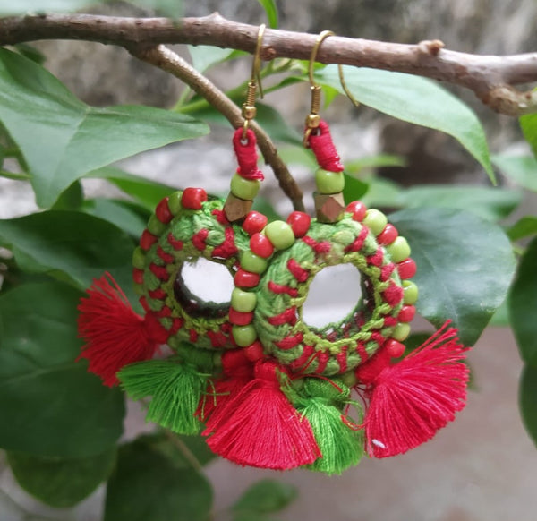 Mirror Earring-red and green