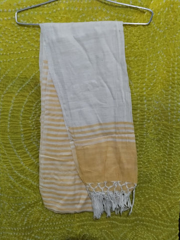 Cotten Dupatta-Yellow & White