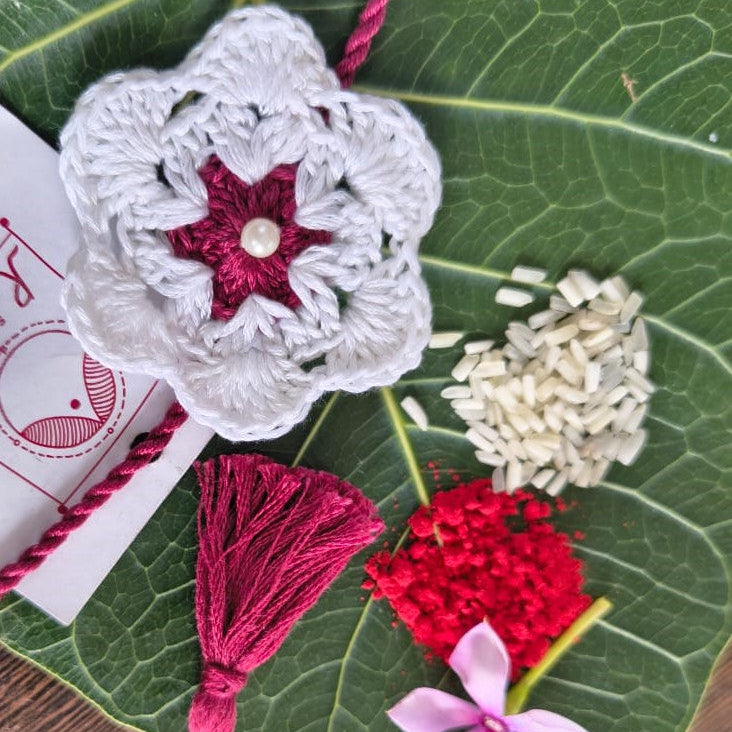 Crochet White Rakhi