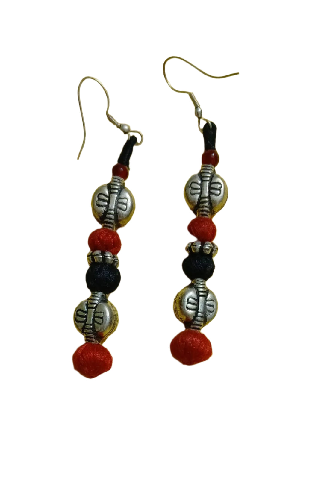 Bead Earrings-Red and black