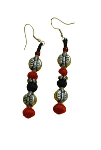 Bead Earrings-Red and black