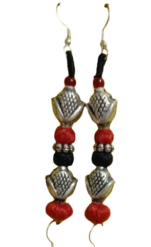 Bead Earrings-Red and black fish