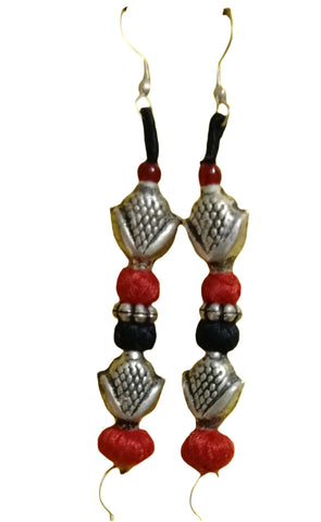 Bead Earrings-Red and Black
