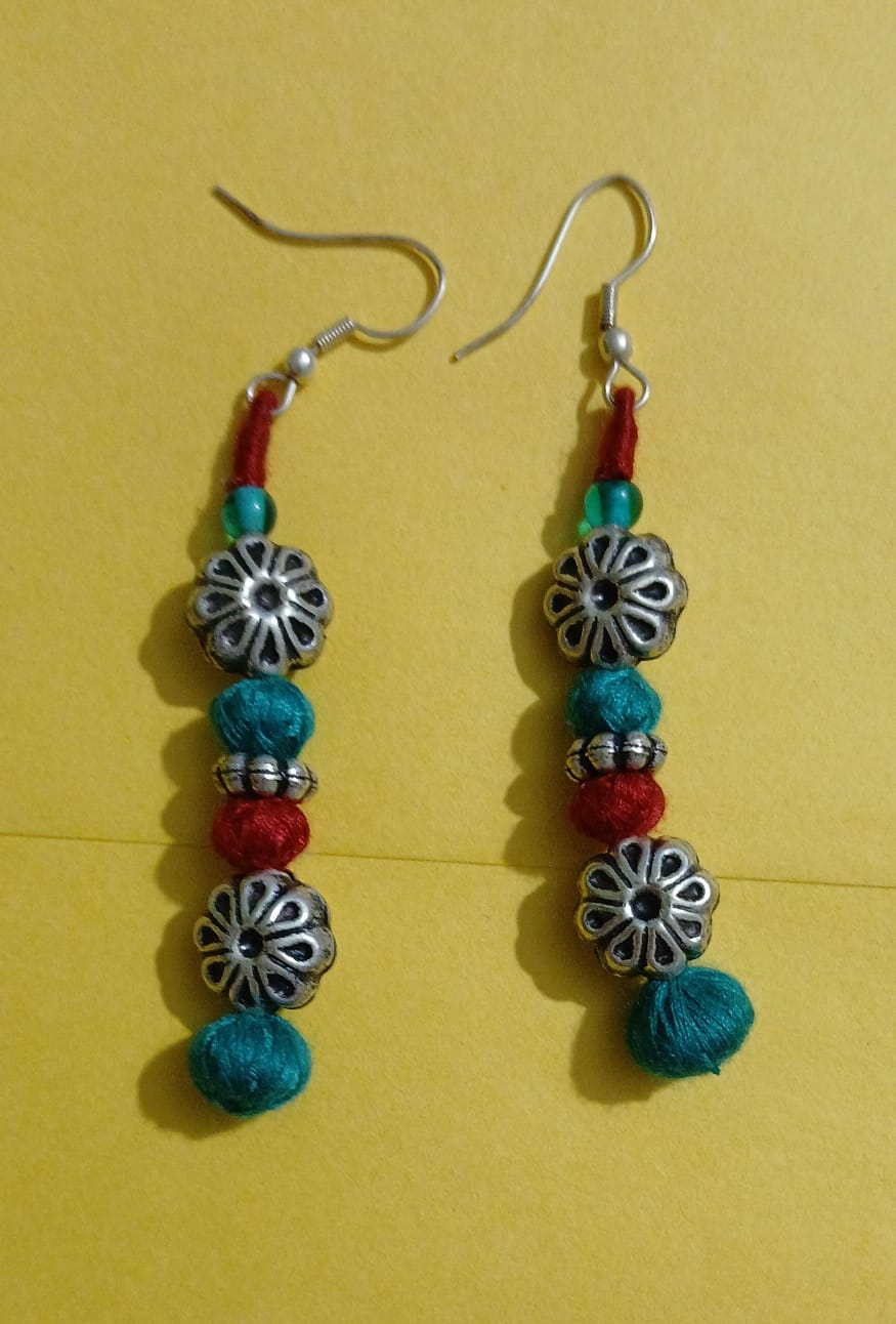 Bead Earring-Green and Red