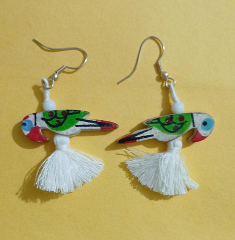 Bird Earrings-White