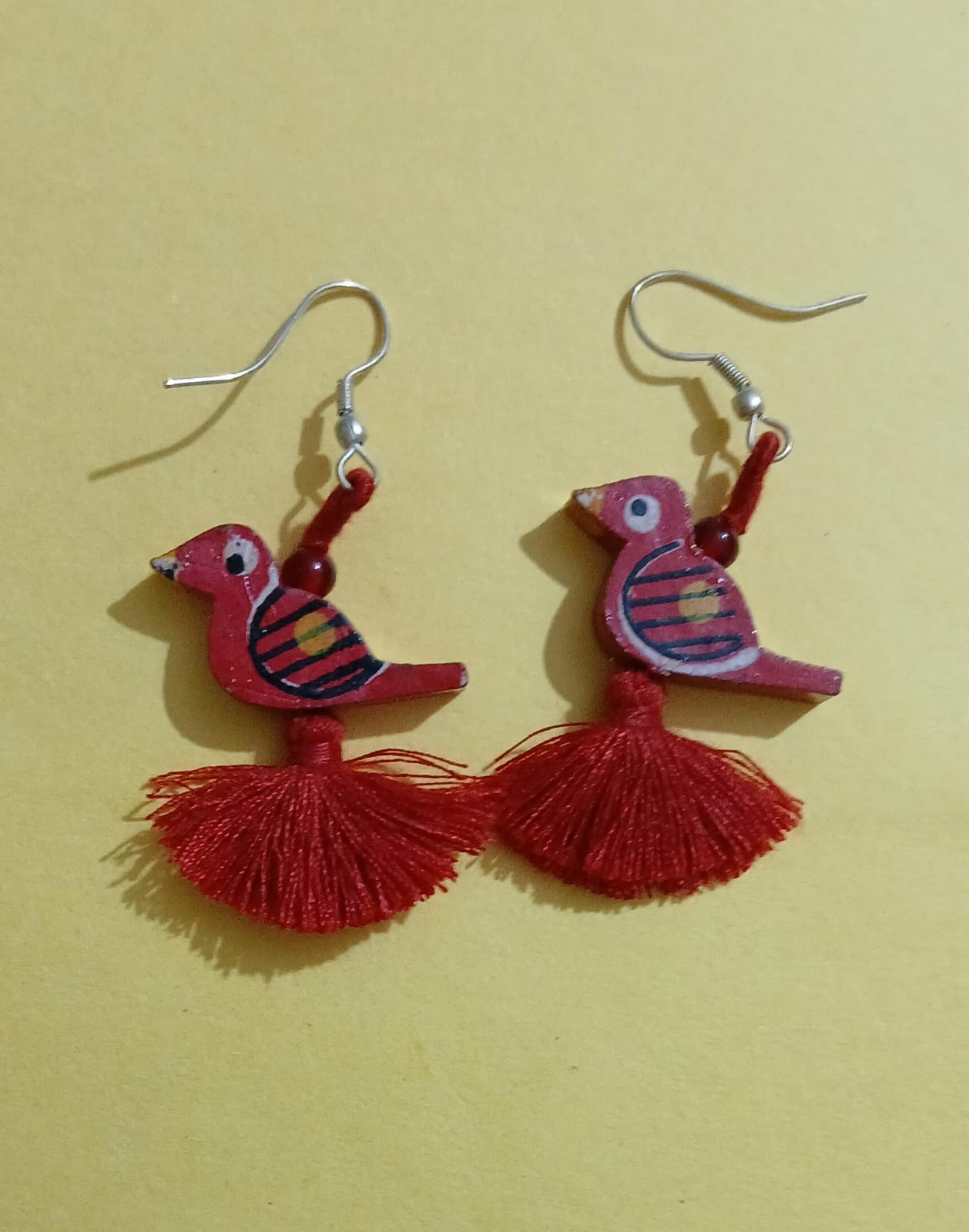 Bird Earrings-Red