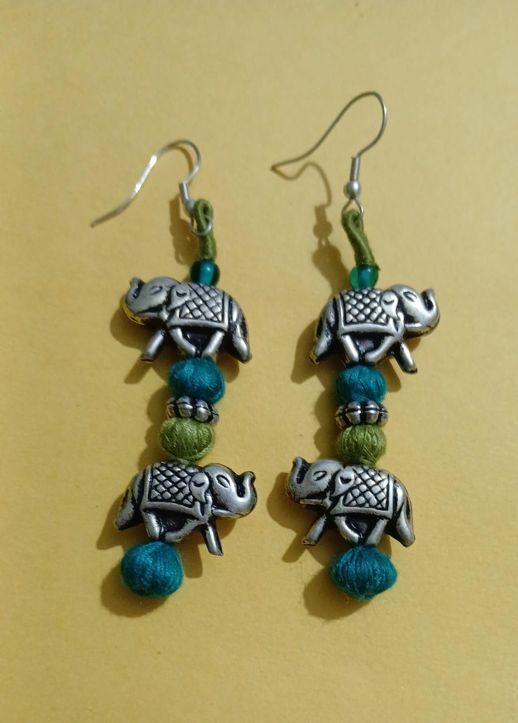 Bead Earring-Elephant Green