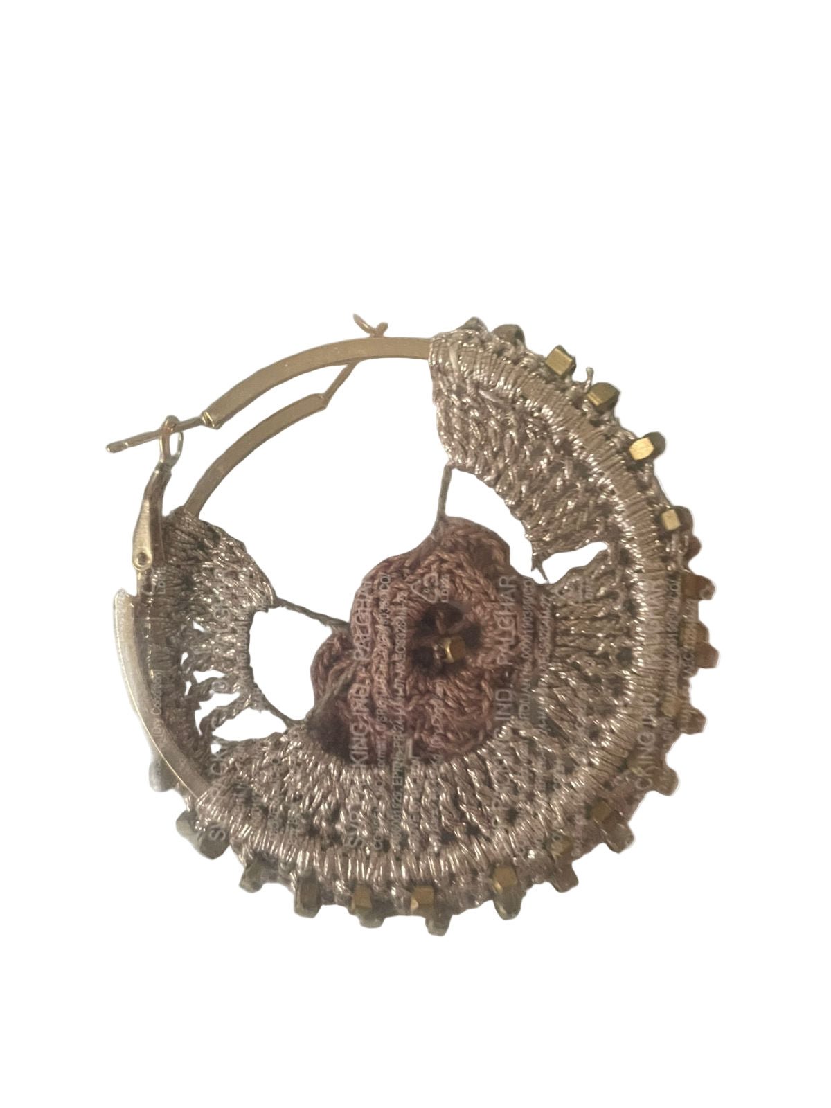 Two-Tone Zari with Golden Beads Crochet Hoops