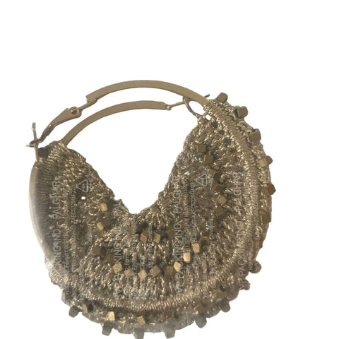 Gold Zari Beeded Hoops