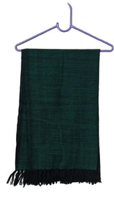 Handwoven Woolen stole - Green & Black