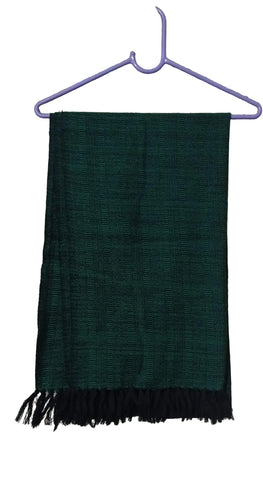 Handwoven Woolen stole - Green & Black