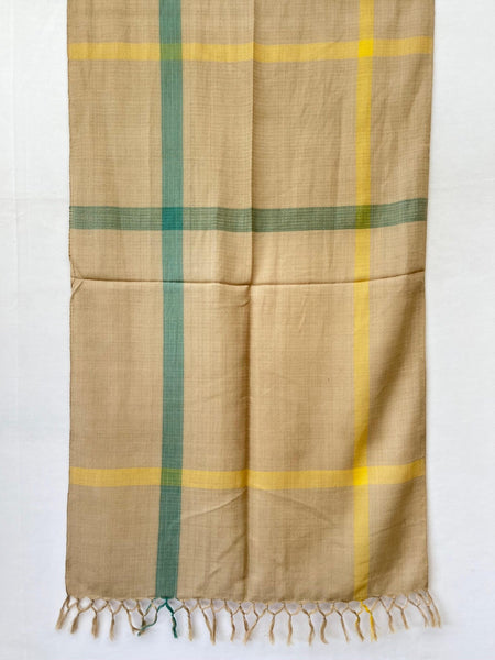 Cotton Stole-Beige and Blue