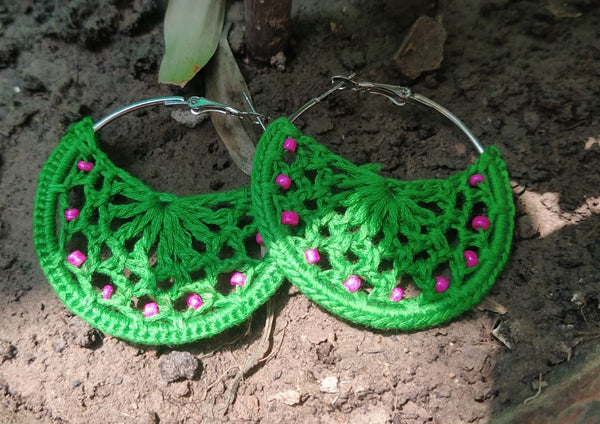 Earring Crochet -green