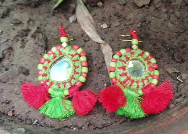 Mirror Earring-red and green