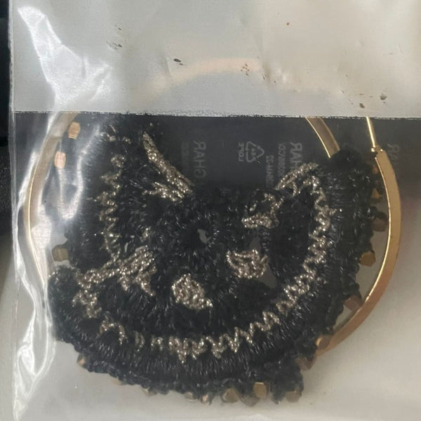 Black & Gold Crochet Hoops