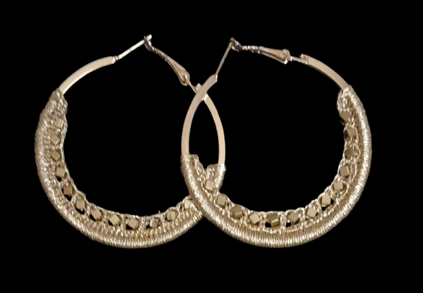 Crochet Zari Hoops-Golden