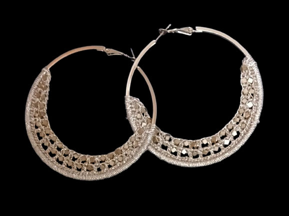 Crochet Zari Hoops-Golden
