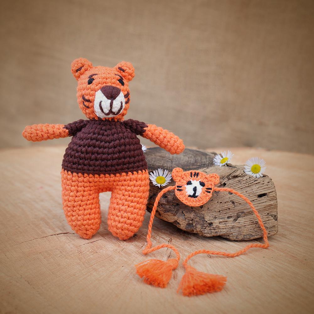 Stripped Tiger Animal Plush Stuffed Toy & Tiger Rakhi