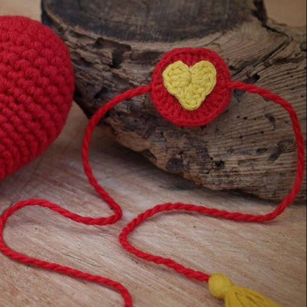 Handmade Crochet Rakhi -Heart