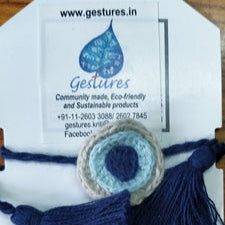 Handmade Crochet Rakhi - Blue & Grey Chakra Rakhi