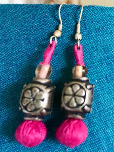 Pink single bead earring-Small