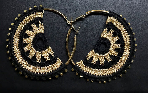 Black & Gold Crochet Hoops