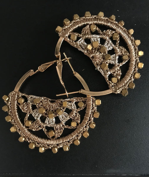 Gold Zari-Bead Hoops (S)